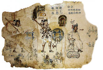 Fragmento de un códice azteca previo al siglo XVII